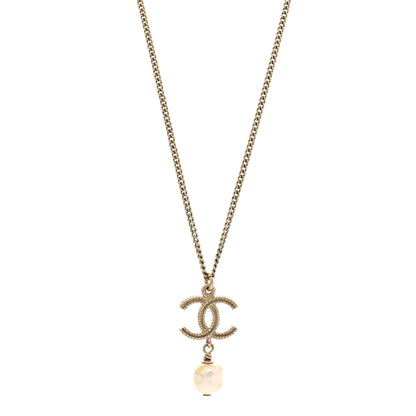 Chanel Crystal Twisted CC Drop Necklace Gold 1 of 6