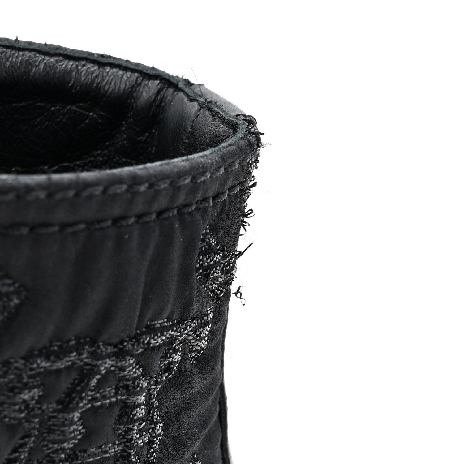 Chanel Grosgrain Tweed Pearl CC Combat Short Boots 37 Black 11 of 11