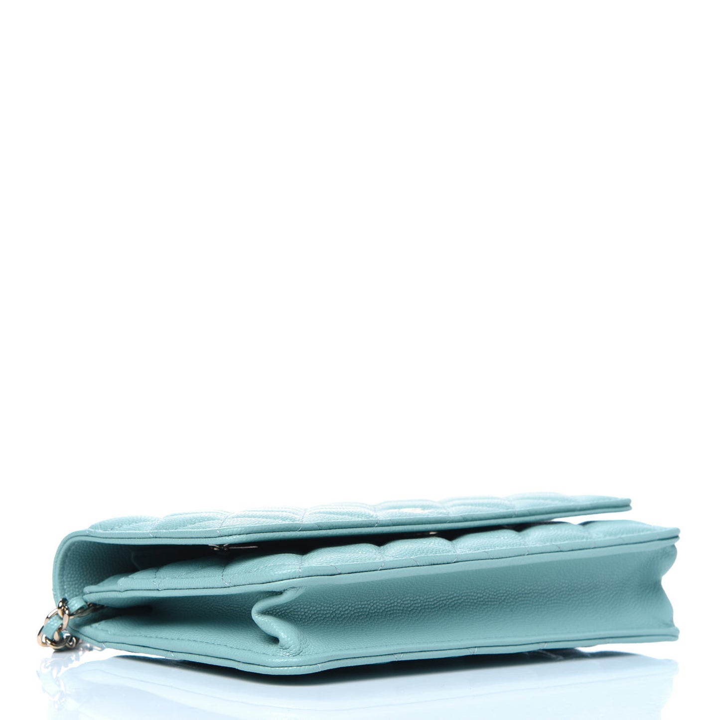 Caviar Quilted Wallet On Chain WOC Light Blue