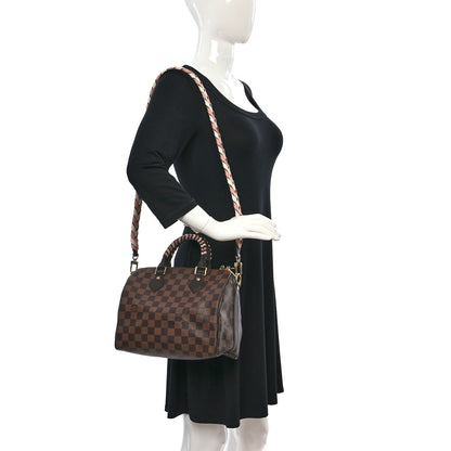 Louis Vuitton Damier Ebene Braided Speedy Bandouliere 25 Pink 3 of 8
