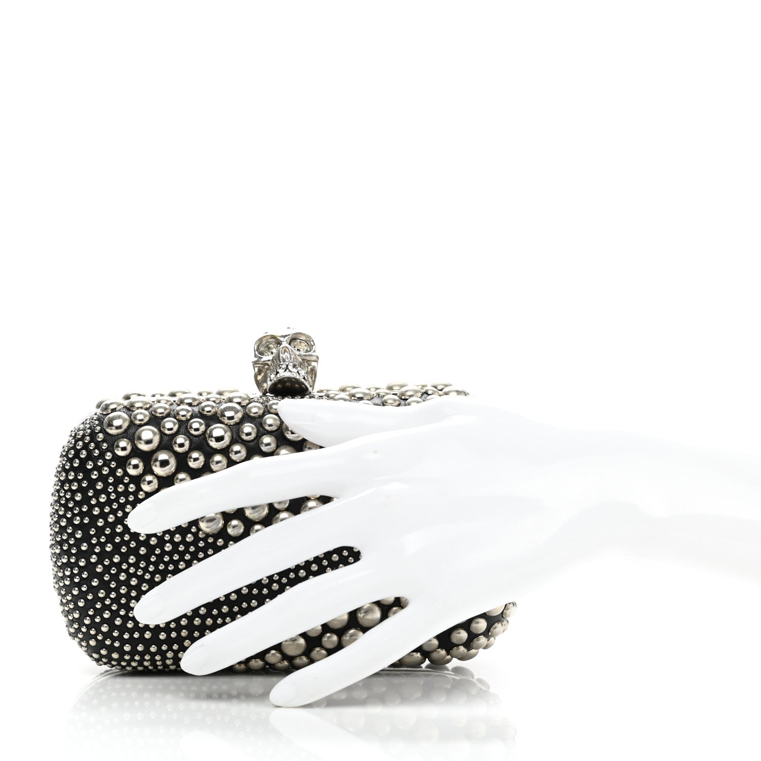 Alexander McQueen Nappa Studded Swish Skull Box Clutch Black 2 of 8