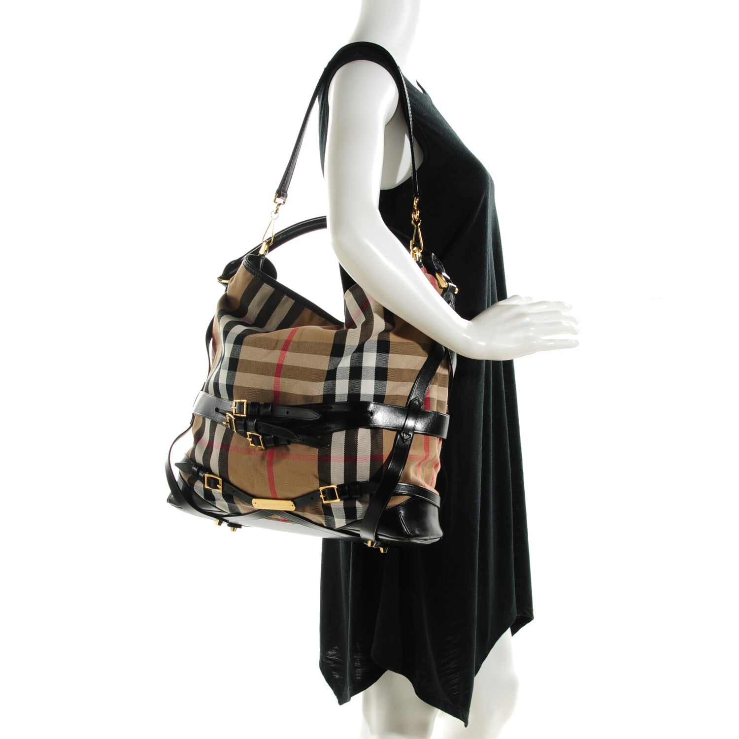Burberry House Check Bridle Calfskin Medium Gosford Hobo Black 2 of 8