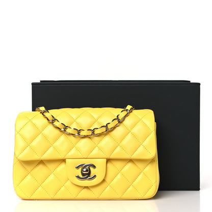 Chanel Lambskin Quilted Mini Rectangular Flap Yellow 11 of 11