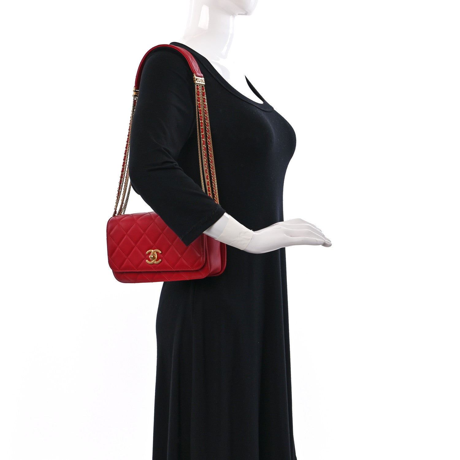 Chanel Lambskin Quilted Multiple Chain Flap Red 2 of 10