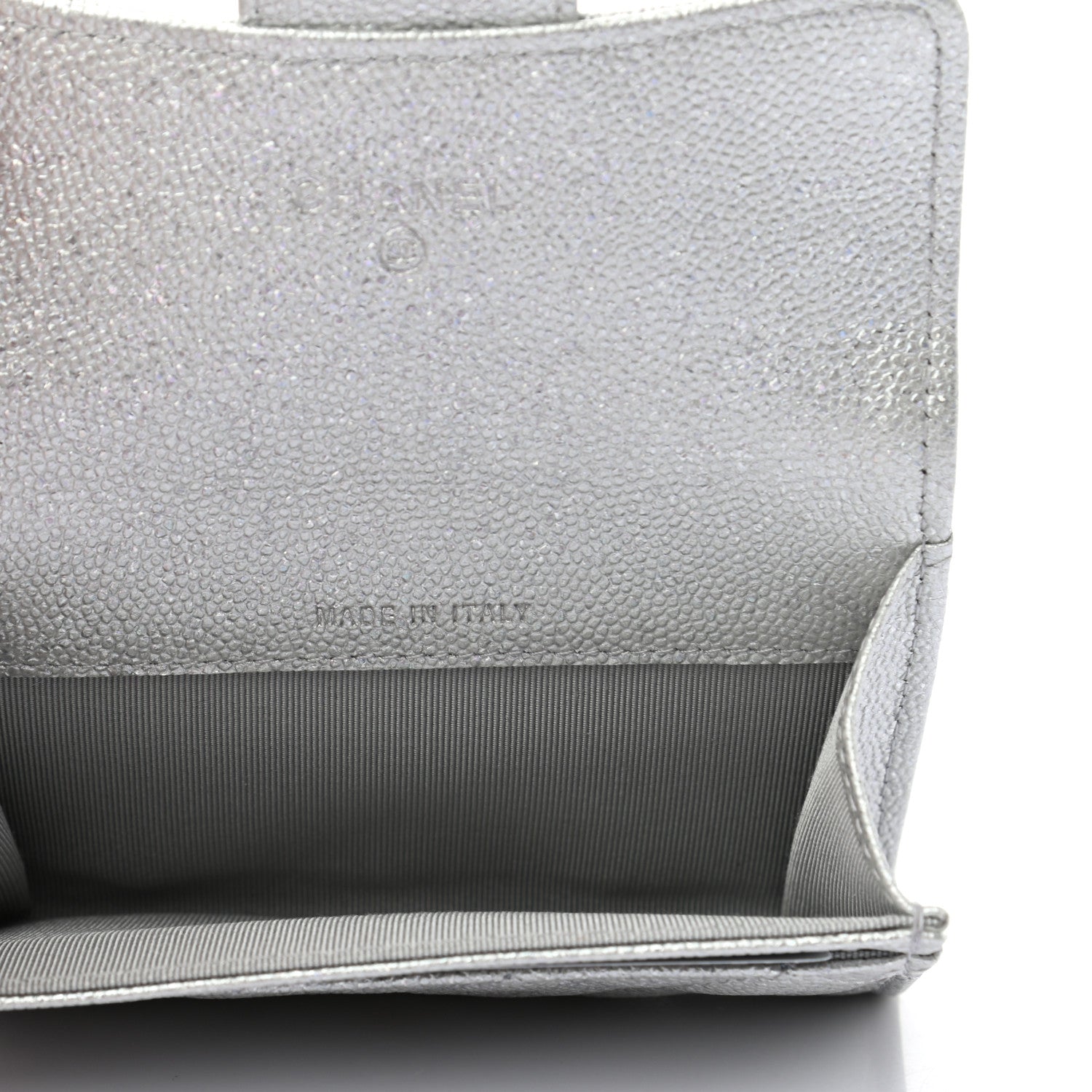 Chanel Glittered Metallic Caviar Quilted Flap Card Holder Wallet Silver 5 of 8