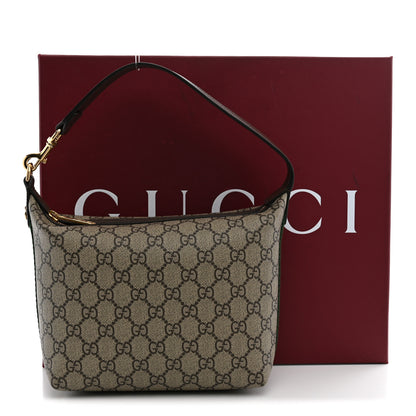Gucci GG Supreme Monogram Textured Calfskin Web Super Mini Ophidia Shoulder Bag Beige Ebony New Acero 9 of 9