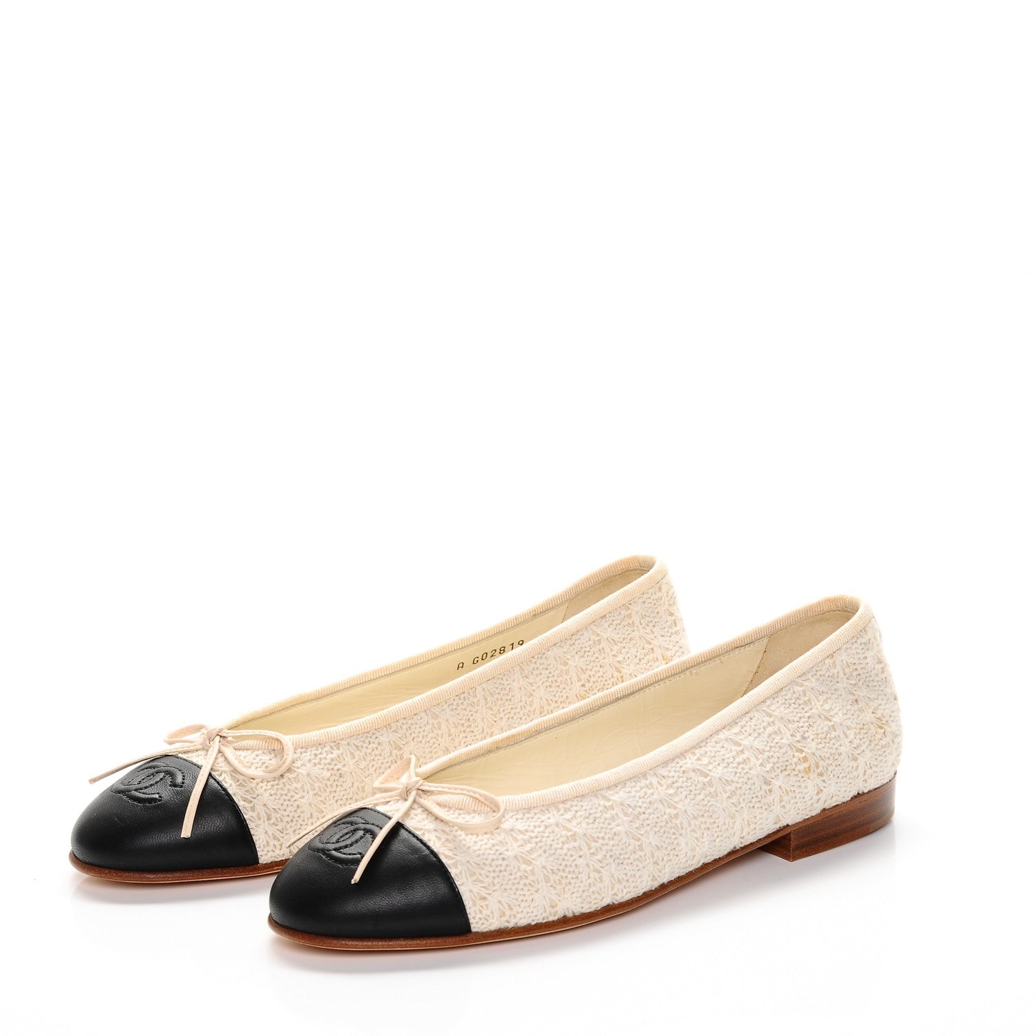 Chanel Crochet Cap Toe Ballerina Flats 36 Beige Black 2 of 11
