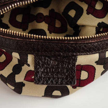 Gucci Pebbled Calfskin Half Moon Bamboo Ring Hobo Dark Brown 6 of 7