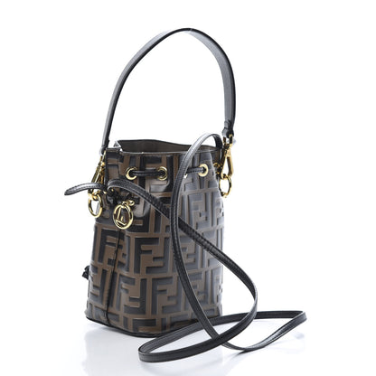 Fendi Vitello Liberty F is Fendi Bi-Color FF 1974 Embossed Mini Mon Tresor Bucket Bag Maya Black 3 of 11