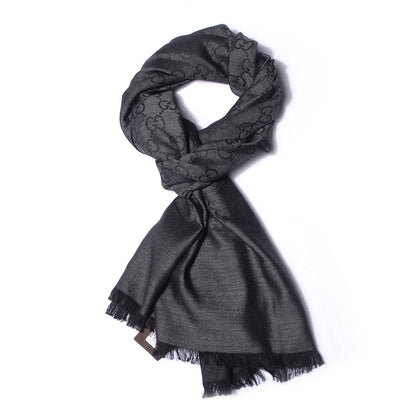Gucci Wool Silk GG Monogram GGNat Plus Scarf Anthracite 1 of 4
