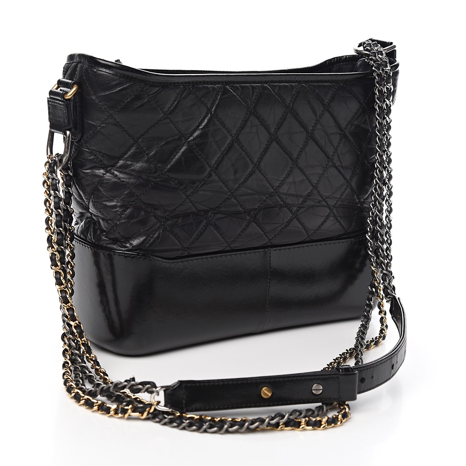Chanel Aged Calfskin Quilted Medium Gabrielle Hobo Black 2 of 9