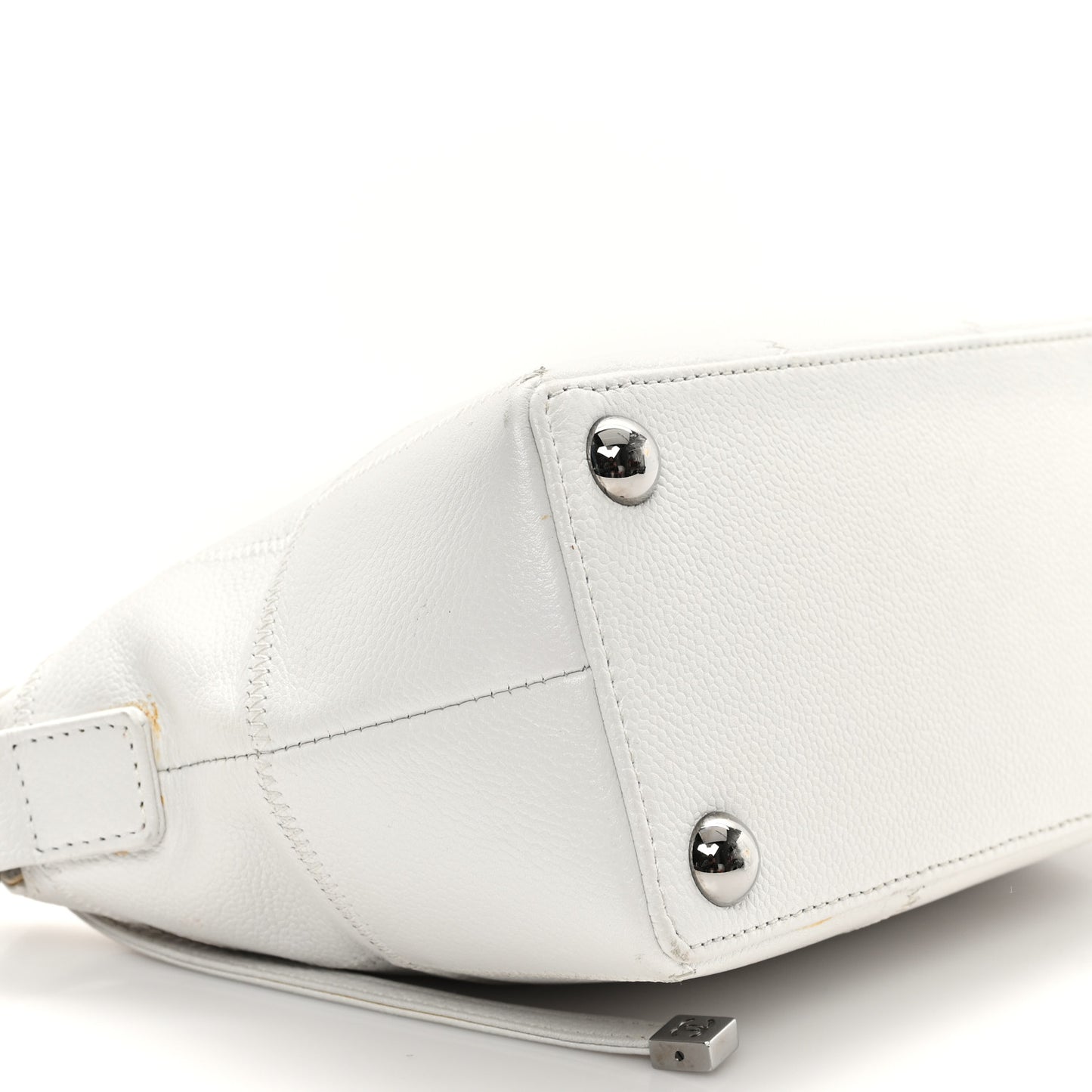 Caviar Square Stitched Bag White