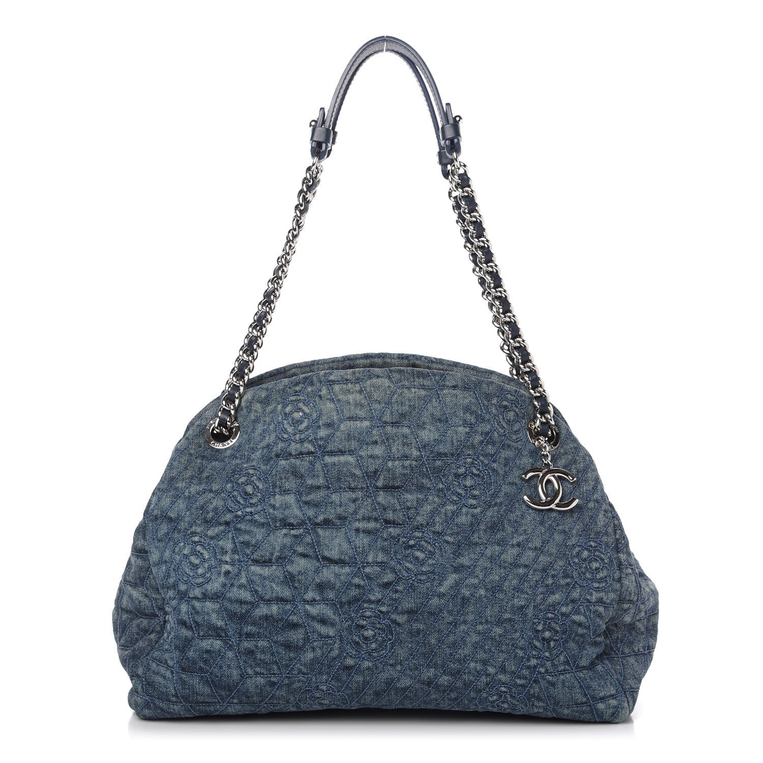 Chanel Denim Camellia Embroidered Large Just Mademoiselle Blue 1 of 10