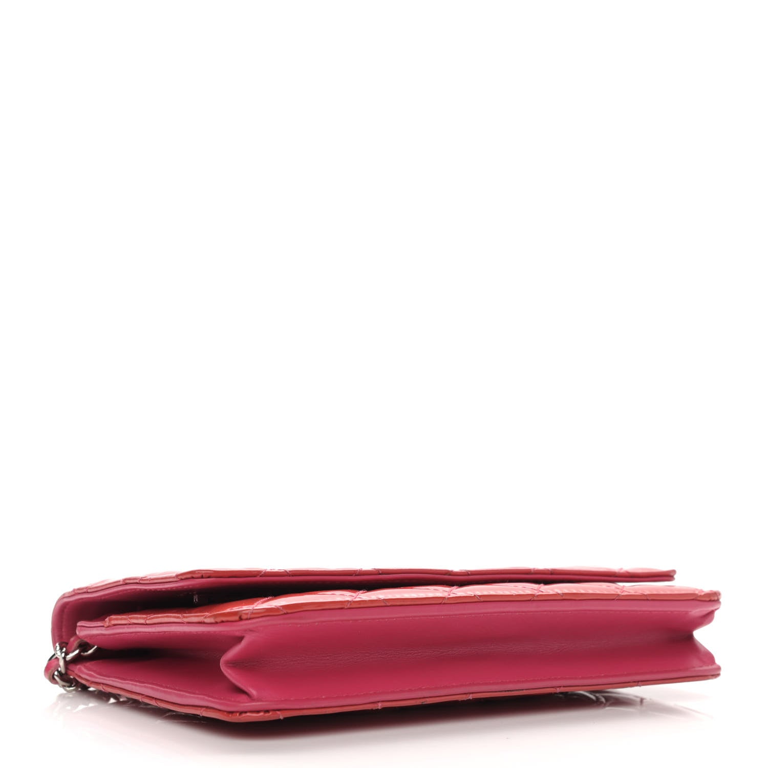 Chanel Patent Calfskin Quilted Wallet On Chain WOC Pink 4 of 12
