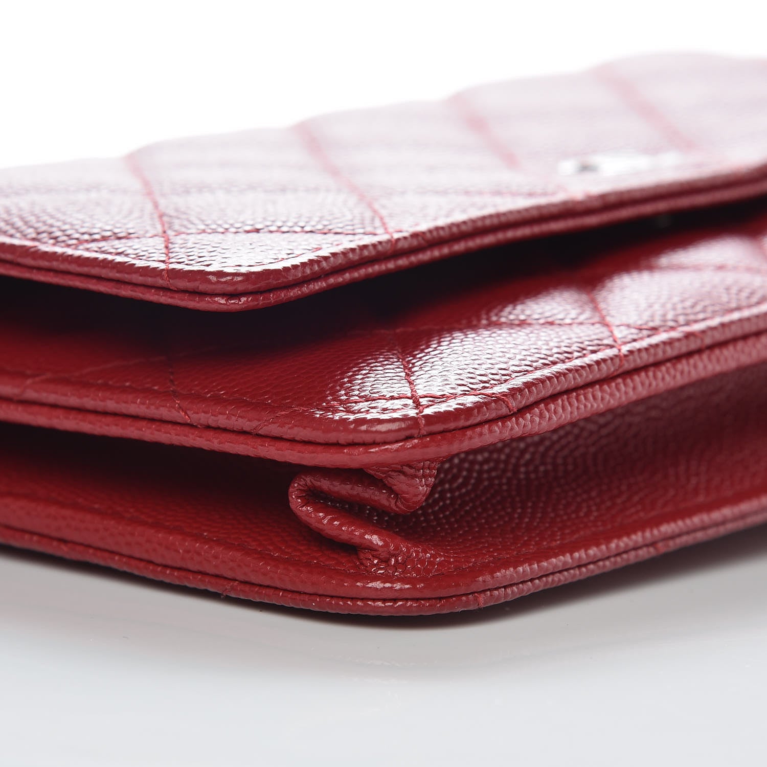 Chanel Caviar Quilted Wallet On Chain WOC Dark Red 9 of 11