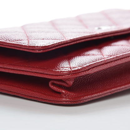 Chanel Caviar Quilted Wallet On Chain WOC Dark Red 9 of 11