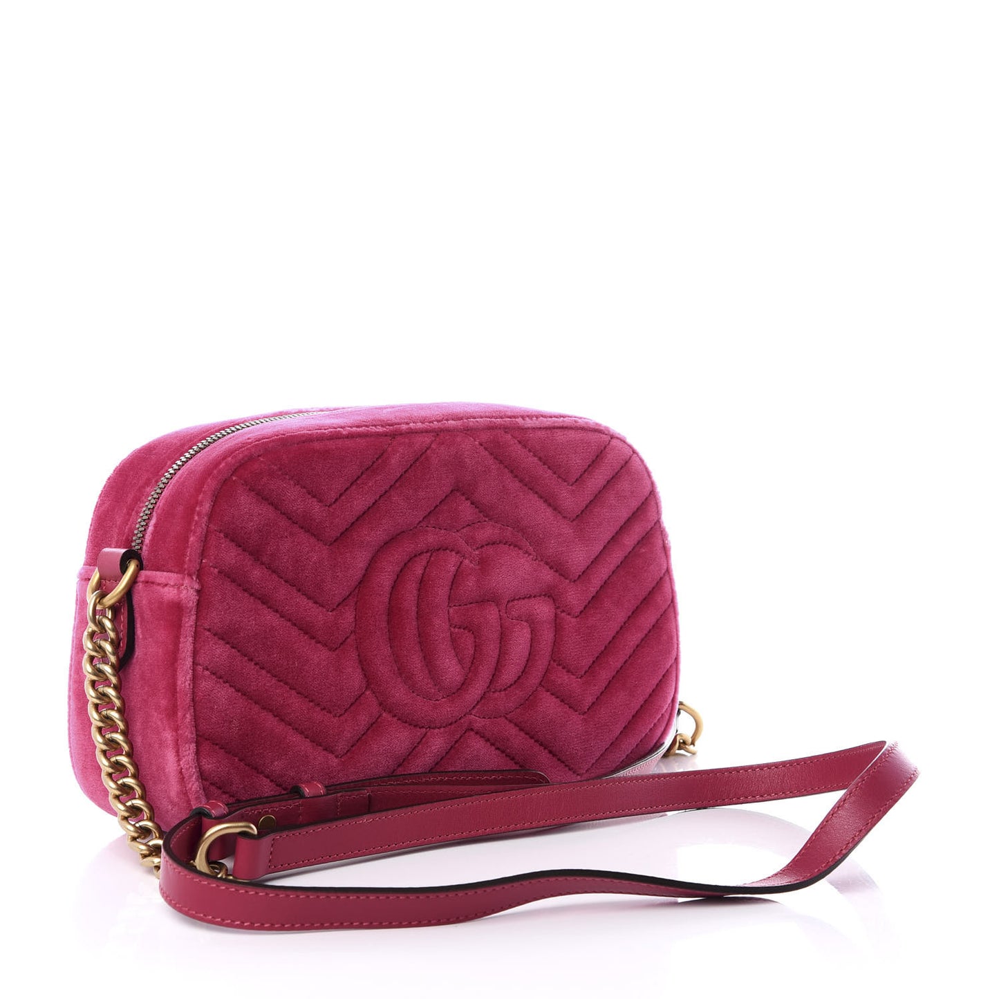 Velvet Matelasse Small GG Marmont Chain Shoulder Bag Light Raspberry Rose