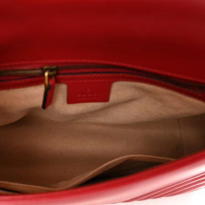 Gucci Calfskin Matelasse Small GG Marmont Top Handle Shoulder Bag Hibiscus Red 6 of 11
