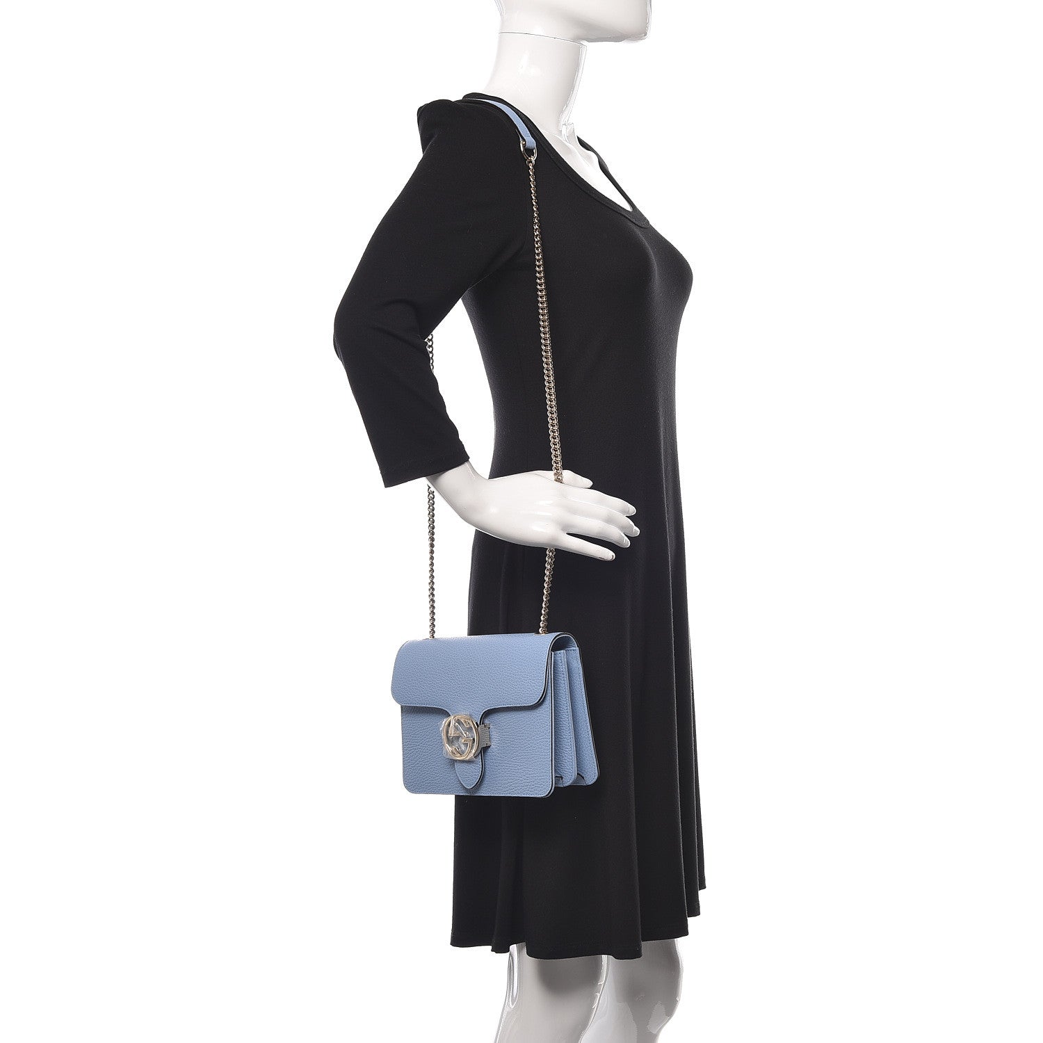 Gucci Dollar Calfskin Small Interlocking G Shoulder Bag Mineral Blue 2 of 10