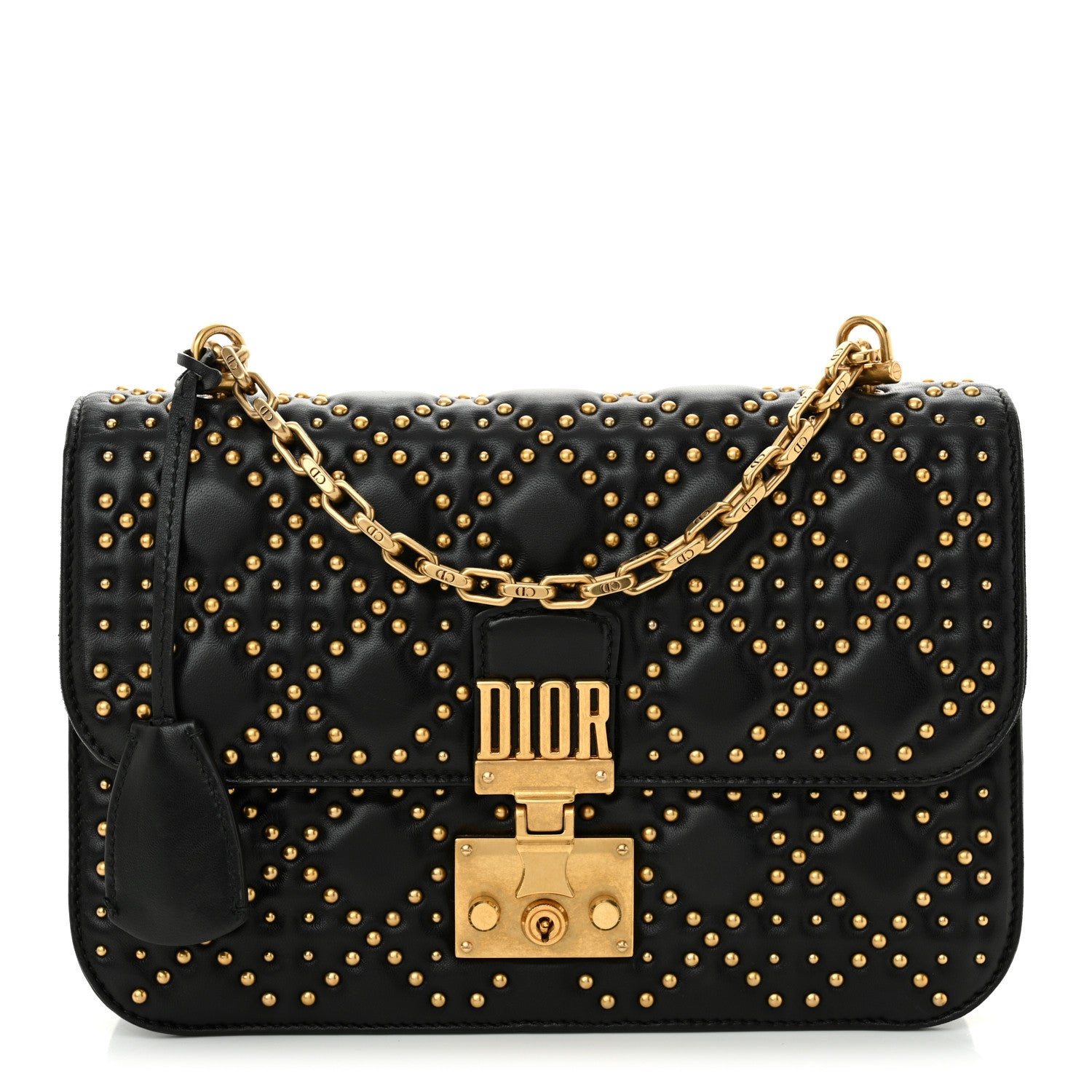 Christian Dior Lambskin Cannage Studded Large Dioraddict Flap Bag Black 1 of 11