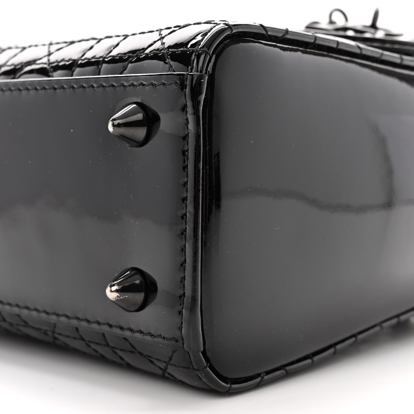 Ultraglossy Patent Cannage Small Lady Dior Black
