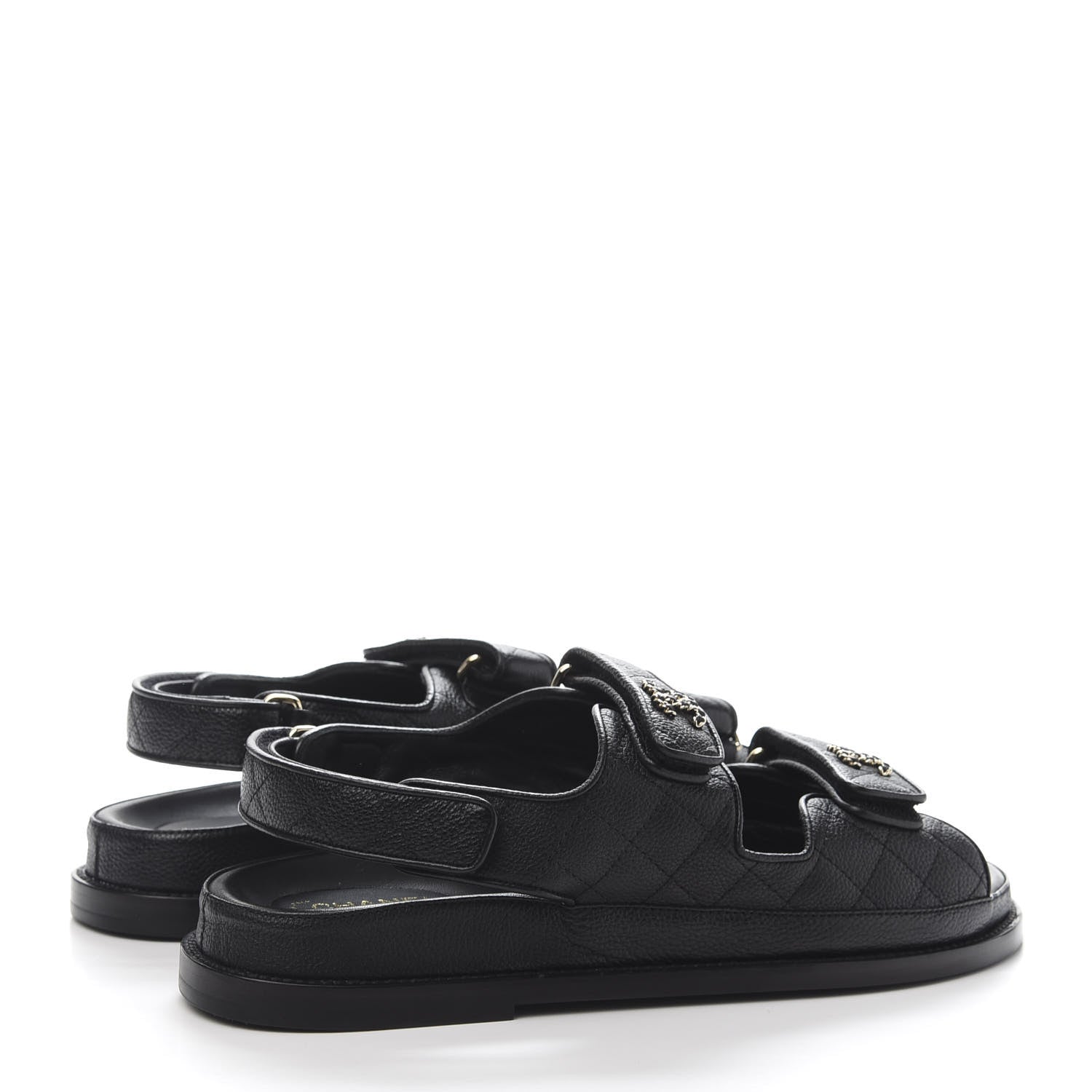 Chanel Grained Calfskin Velcro Dad Sandals 40 Black 4 of 9