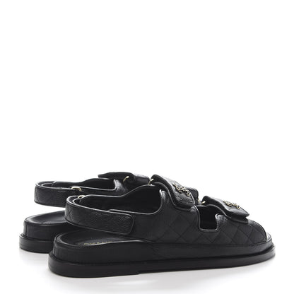 Chanel Grained Calfskin Velcro Dad Sandals 40 Black 4 of 9