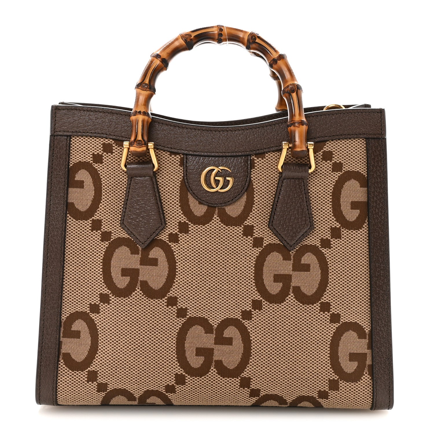Gucci Monogram Jumbo GG Textured Dollar Calfskin Small Diana Tote Bag Camel Ebony New Acero Pomegranate Red 1 of 9
