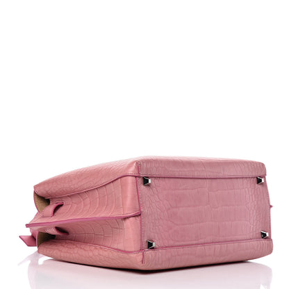 MCM Calfskin Crocodile Embossed Medium Milla Tote Pink 4 of 10