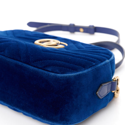 Gucci Velvet Matelasse Small GG Marmont Chain Shoulder Bag Cobalt 12 of 12