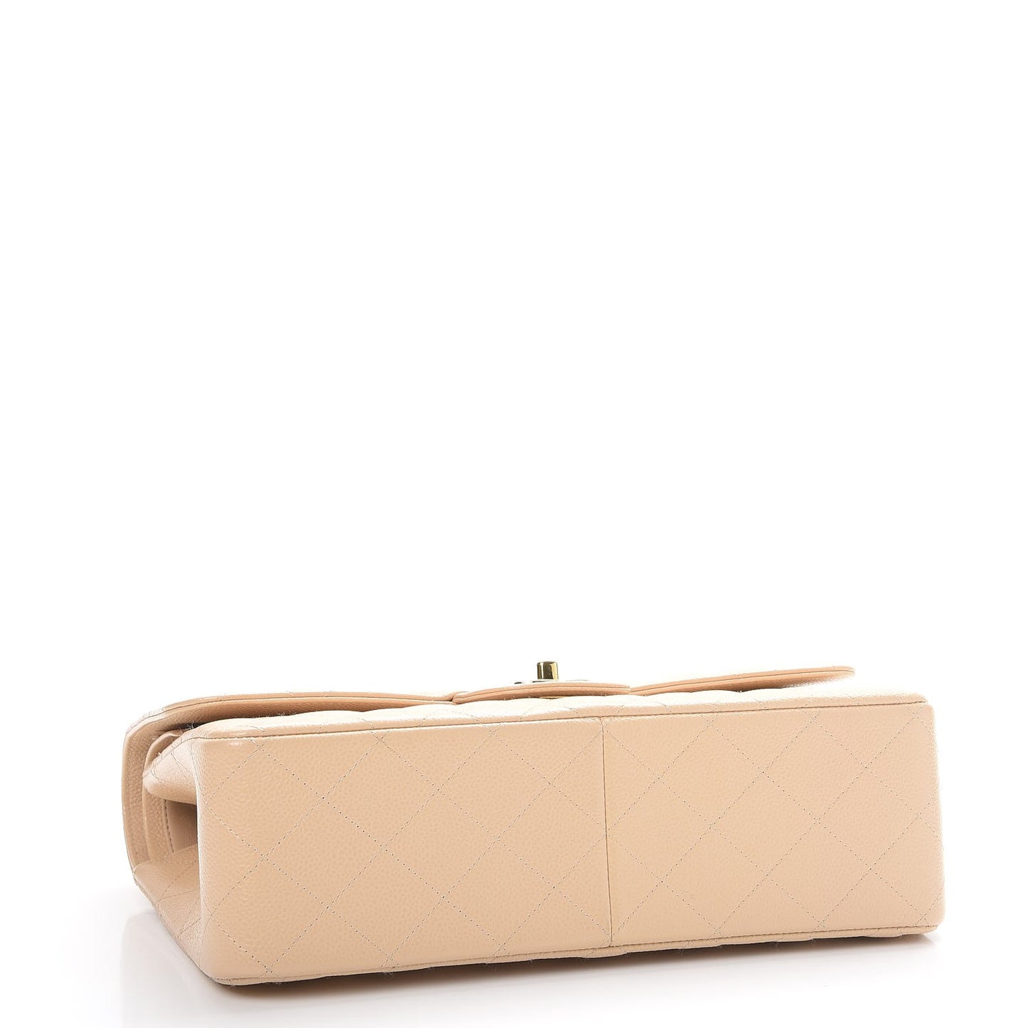 Caviar Quilted Jumbo Double Flap Beige Clair