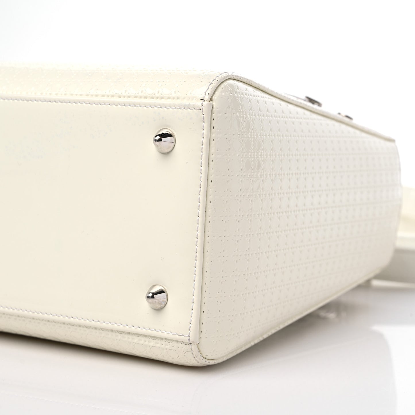 Patent Micro-Cannage Medium Lady Dior White