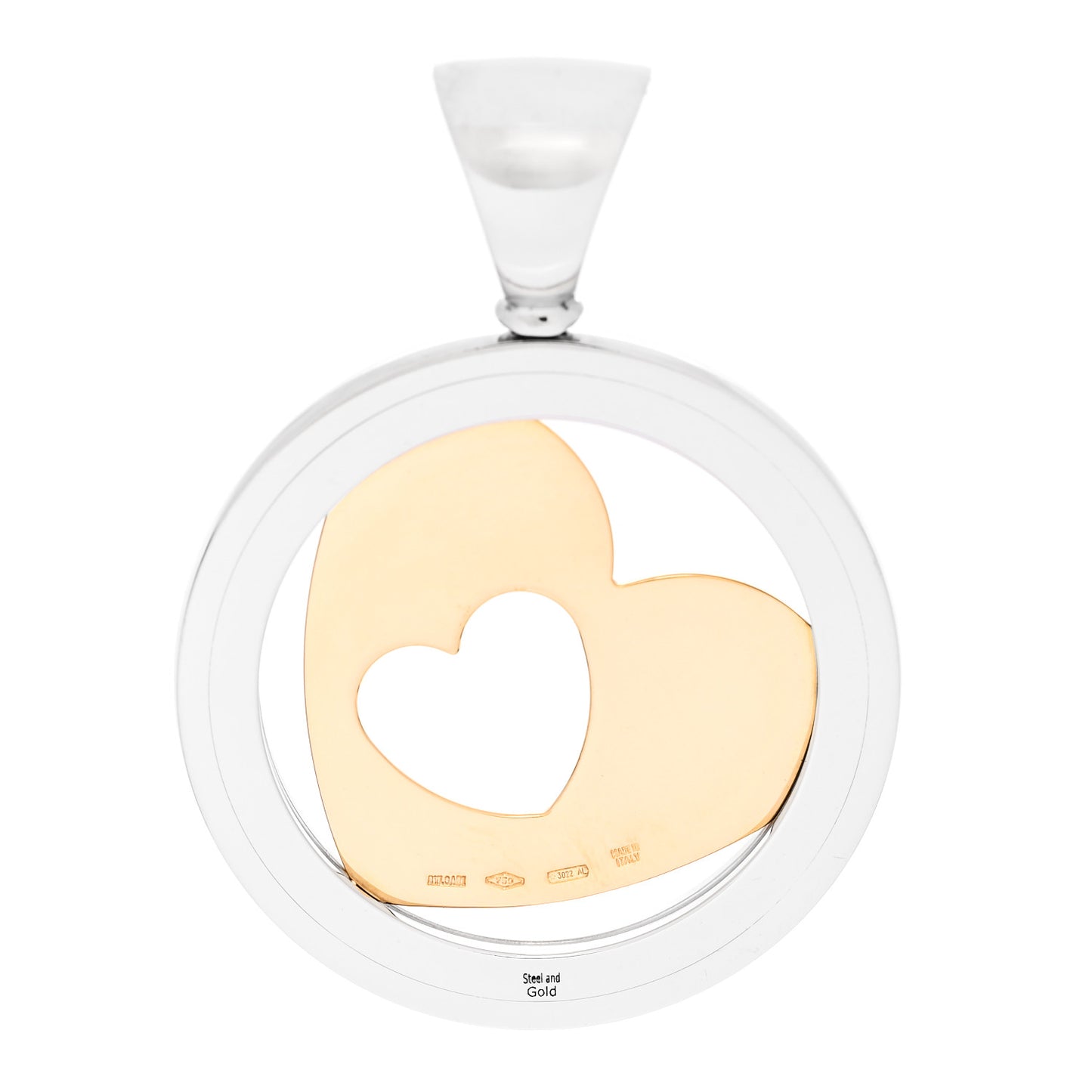 Stainless Steel 18K Yellow Gold Tondo Heart Pendant