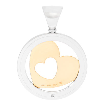 Bulgari Stainless Steel 18K Yellow Gold Tondo Heart Pendant 3 of 4