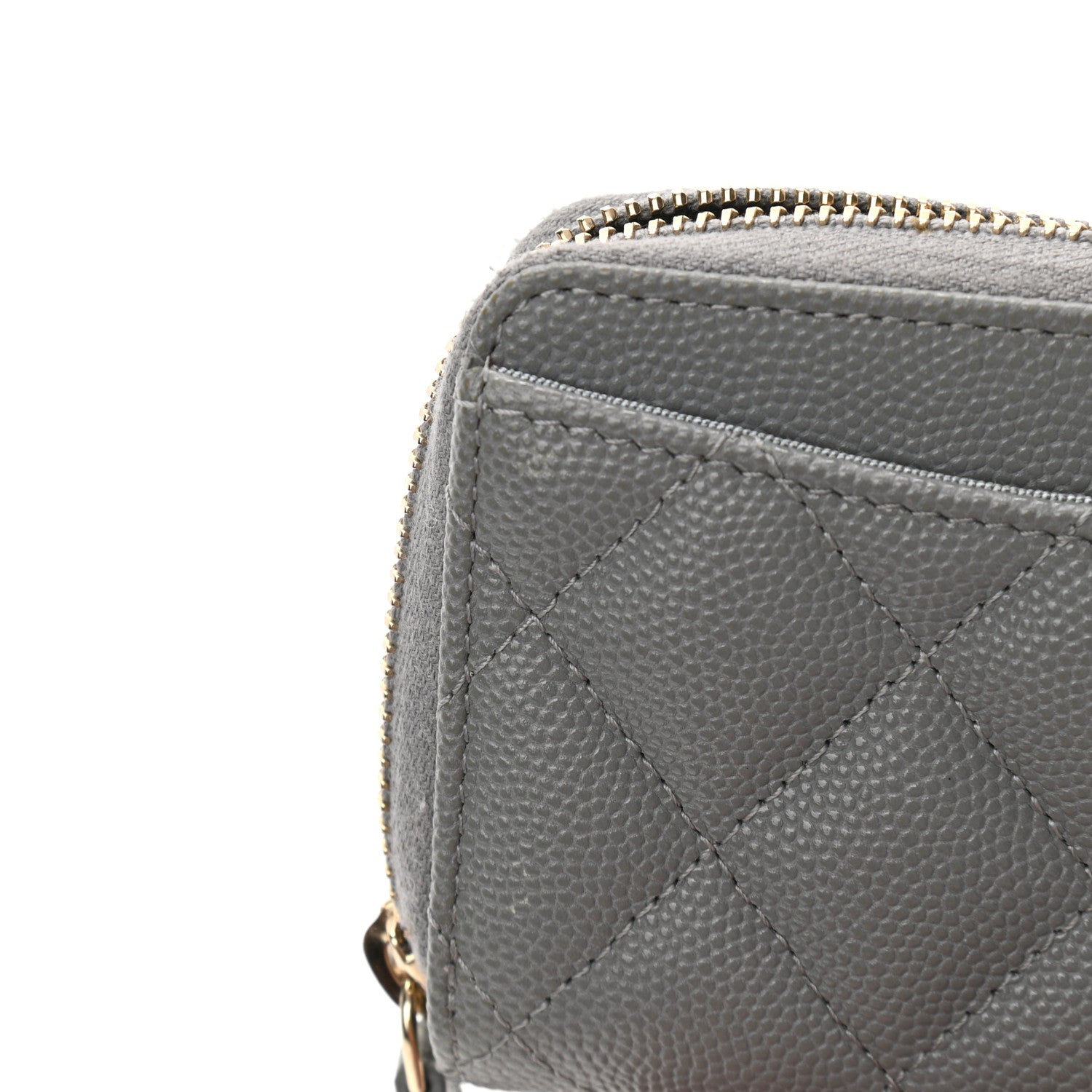 Chanel Caviar Quilted Zip Coin Purse Grey 8 of 12