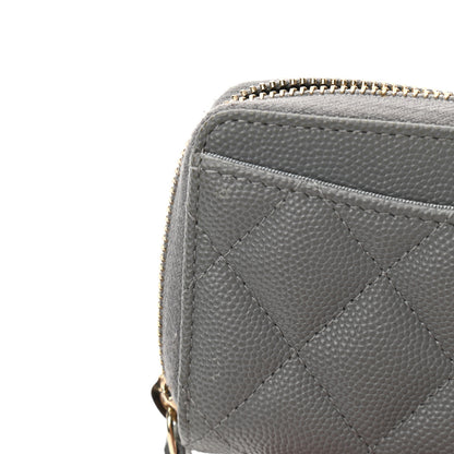 Chanel Caviar Quilted Zip Coin Purse Grey 8 of 12