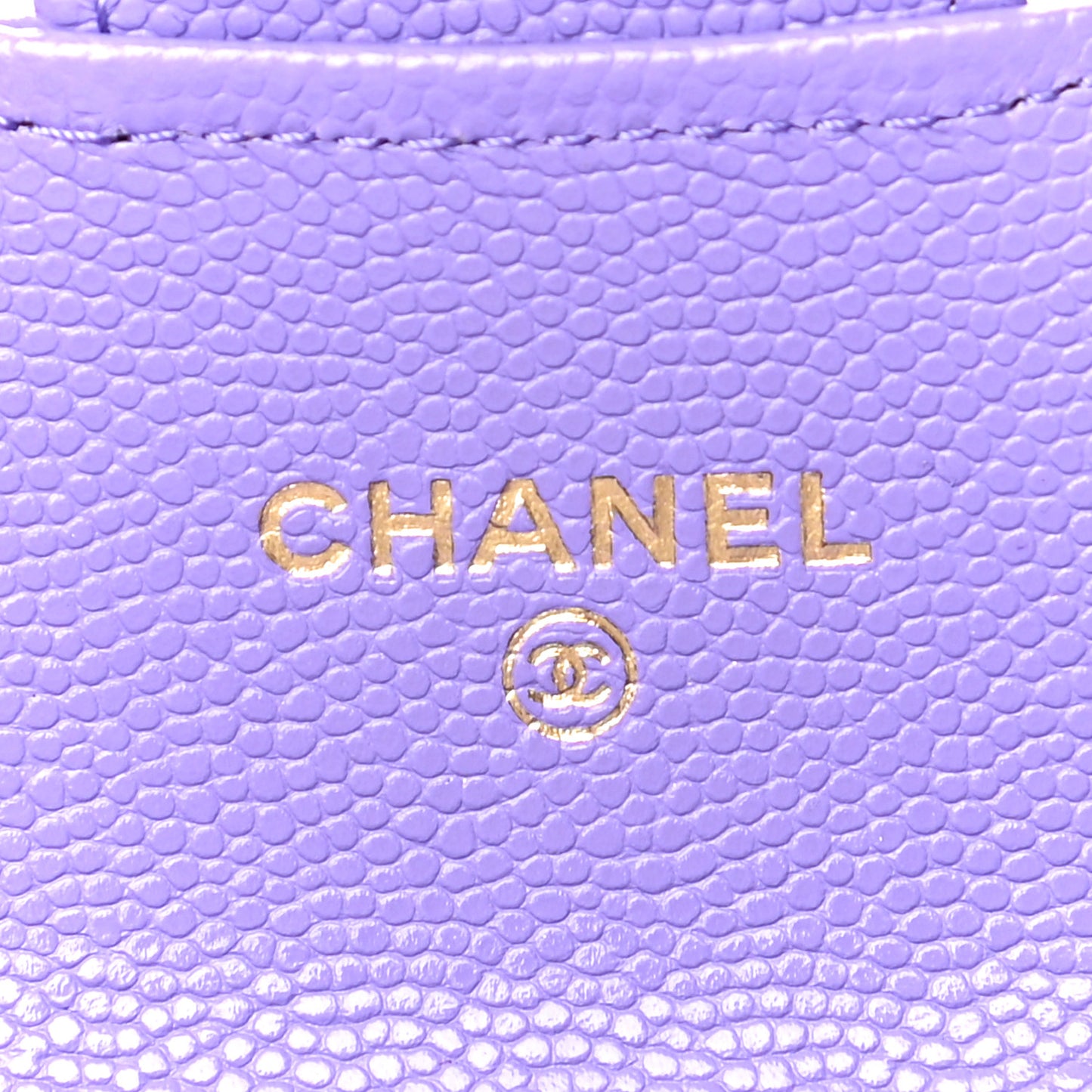 Caviar Quilted Flap Card Holder Wallet Purple