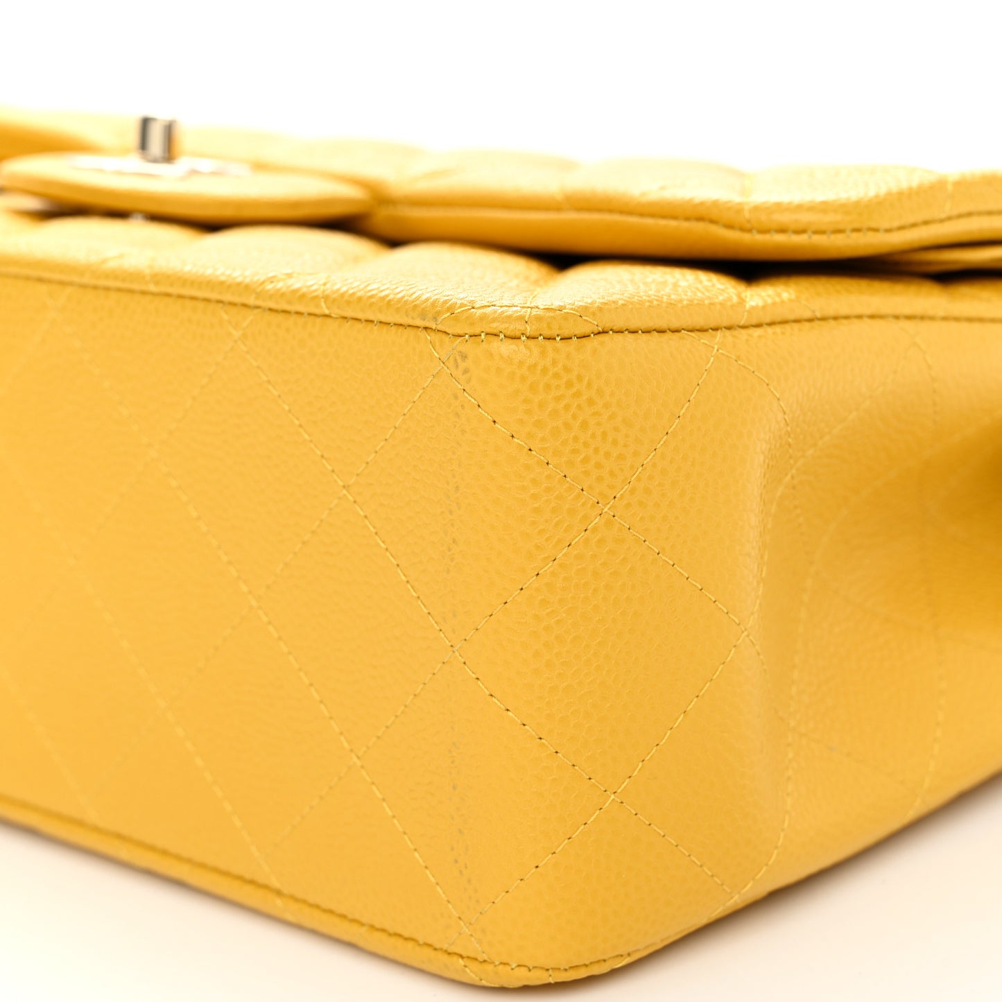 Caviar Quilted Jumbo Double Flap Yellow