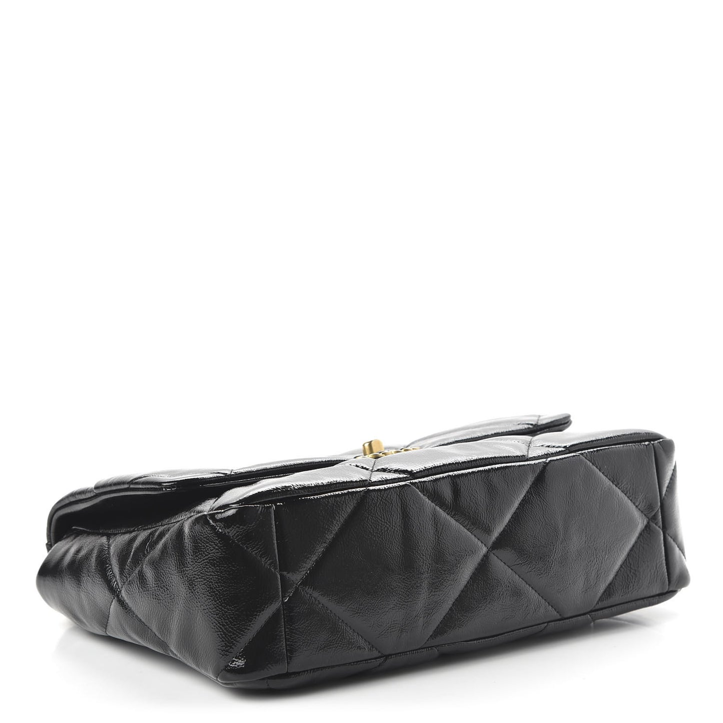 Shiny Crumpled Calfskin Quilted Large Chanel 19 Flap Black