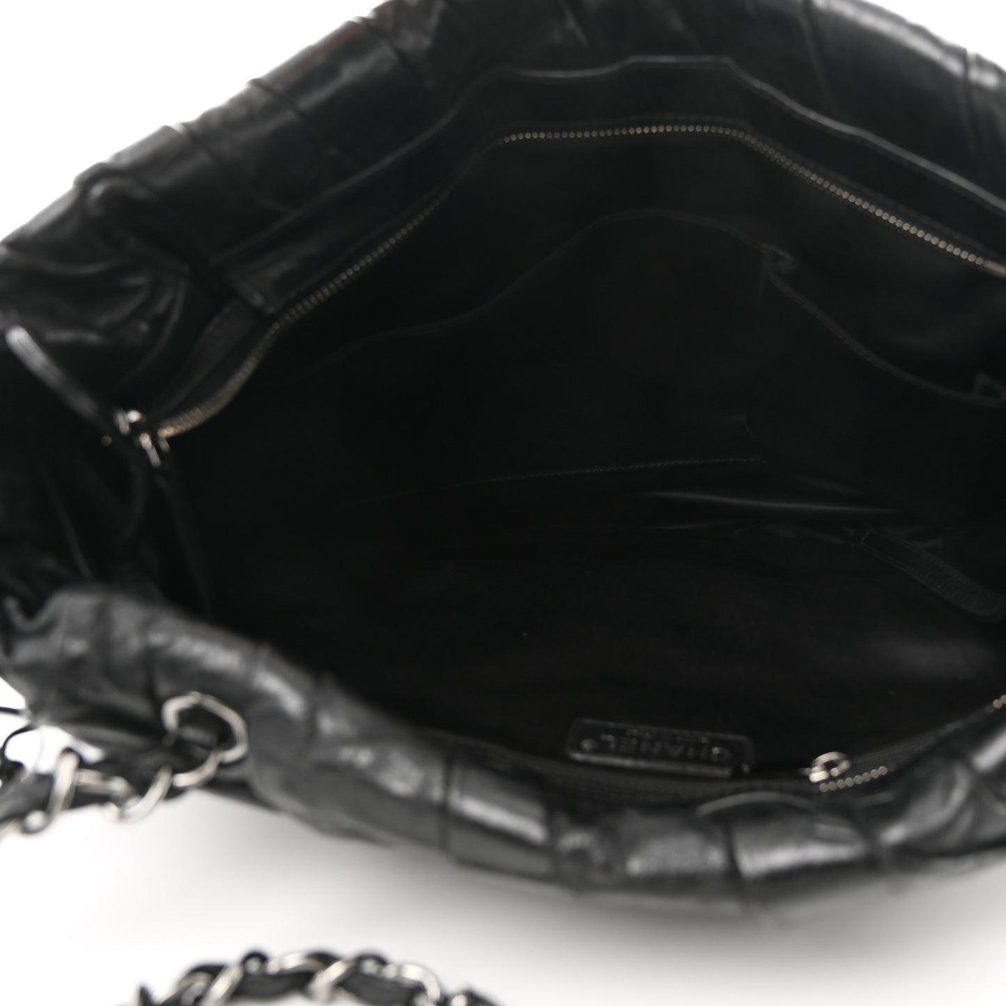 Glazed Calfskin Large Twisted Tote Black