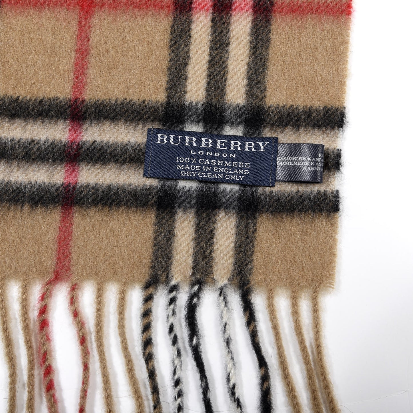 Cashmere House Check Fringe Scarf Camel