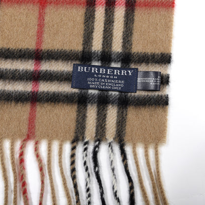 Burberry Cashmere House Check Fringe Scarf Camel 3 of 3