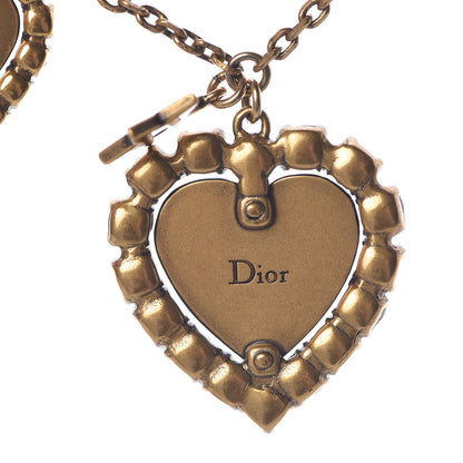 Christian Dior Metal Double Heart J'adior Necklace Aged Gold 7 of 8