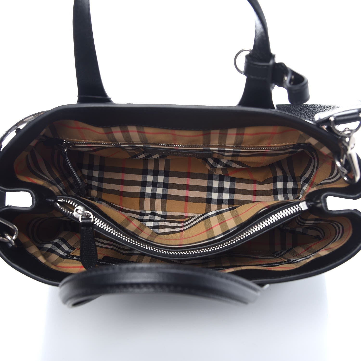 Burberry Derby Calfskin House Check Medium Banner Tote Black 6 of 10