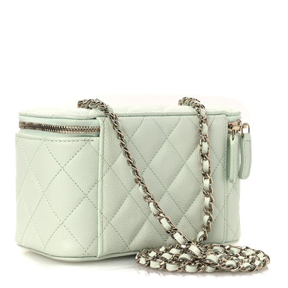 Chanel Caviar Quilted Small Tiny CC Vanity Case With Chain Light Green 3 of 12