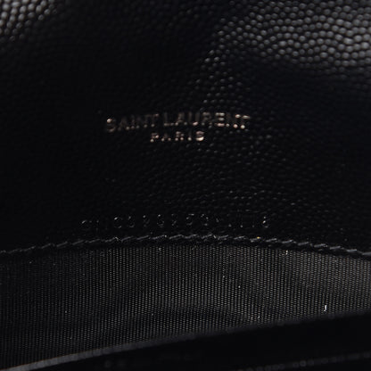 Saint Laurent Grain De Poudre Matelasse Chevron Monogram Envelope Chain Wallet Black 7 of 11