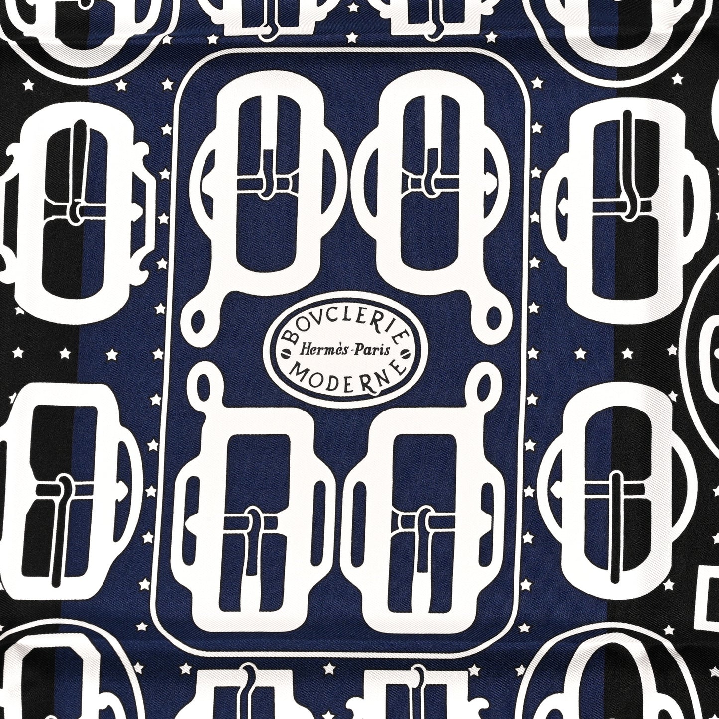 Silk Bouclerie Moderne Scarf 55 Black Marine White