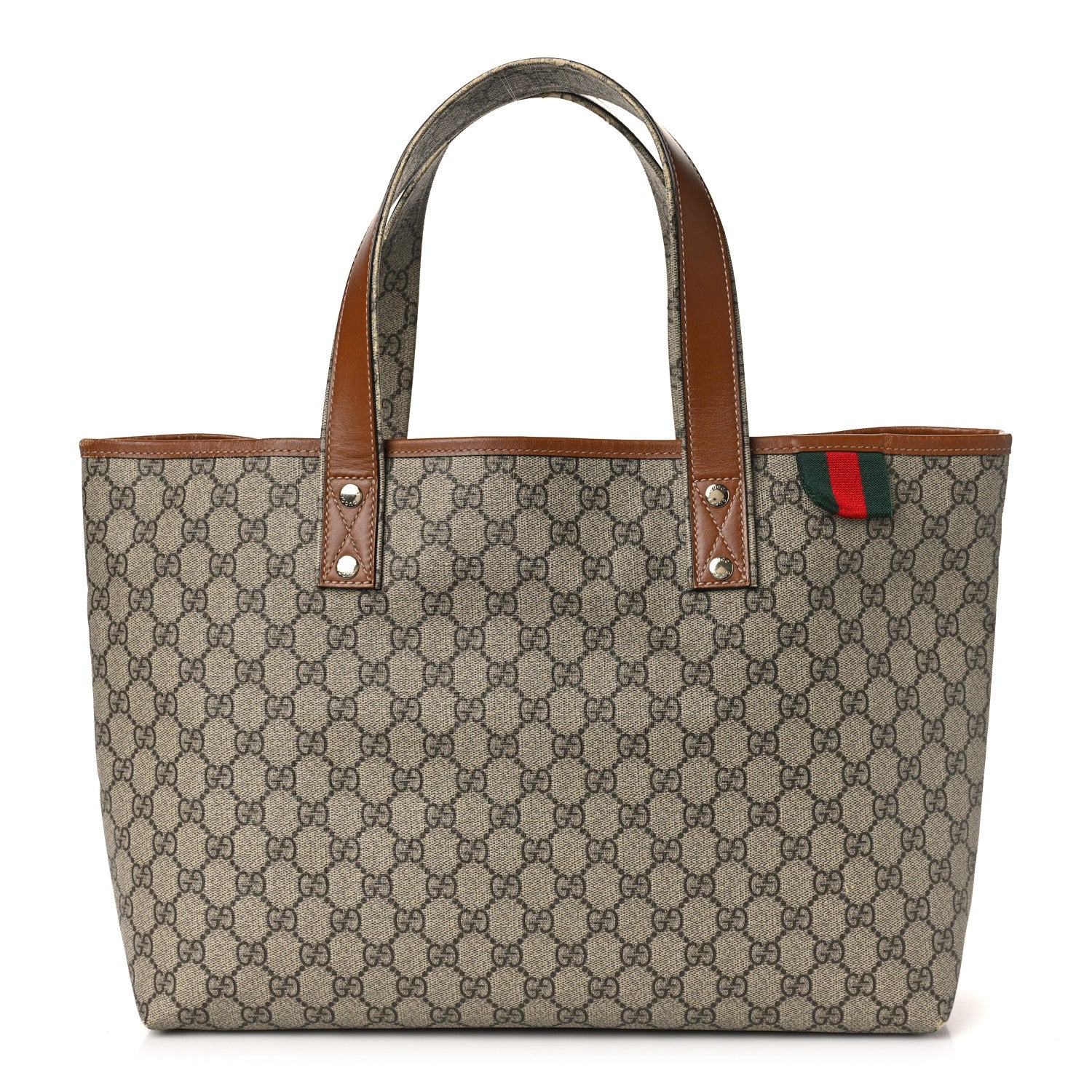 Gucci GG Plus Monogram Medium Signature Web Loop Tote Brown 1 of 15