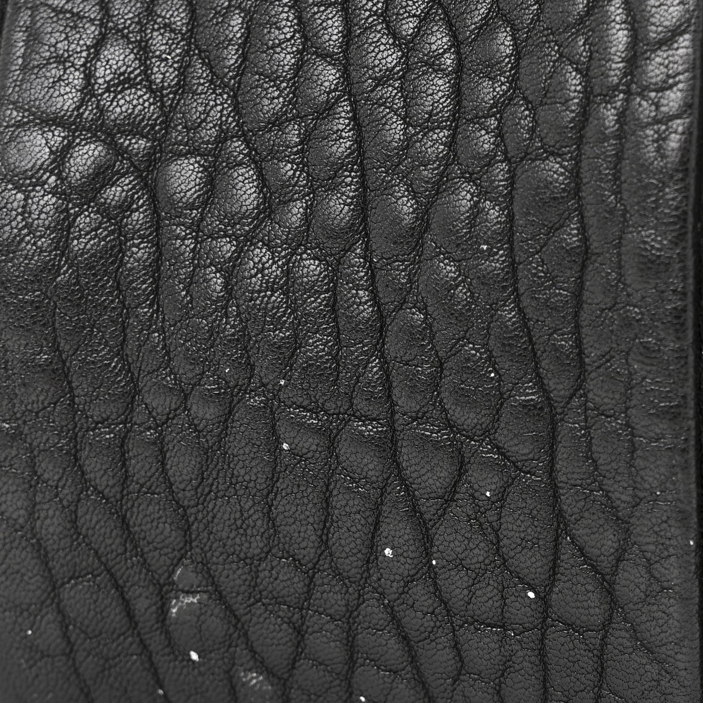 Pebbled Lambskin Rocco Black Silver Hardware