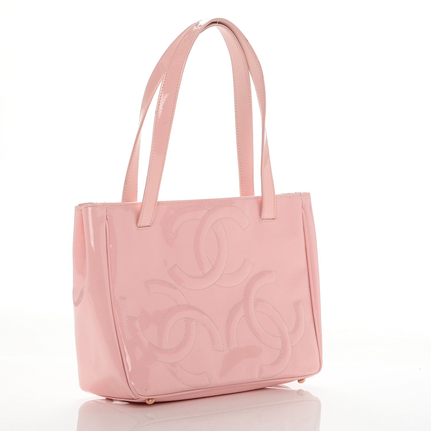 Chanel Patent CC Logo Tote Pink 3 of 9
